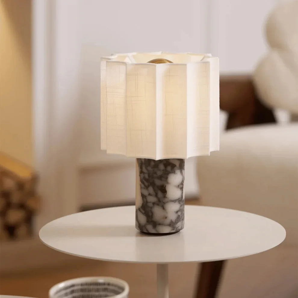 Lampe de Bureau "Terre & Pierre" – Duo Chic Marbre et Textile Mes Luminaires