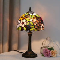 Lampe de Table Art Nouveau – Vitrail aux Motifs Floraux et Pied Antique Mes Luminaires