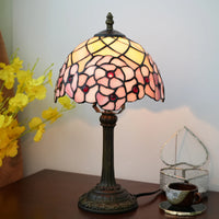 Lampe de Table Art Nouveau – Vitrail aux Motifs Floraux et Pied Antique Mes Luminaires