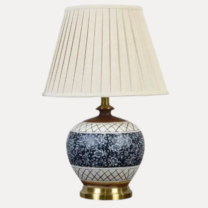 Lampe de Table Bleu Classique "Heritage" – Pied en Céramique Peinte Mes Luminaires
