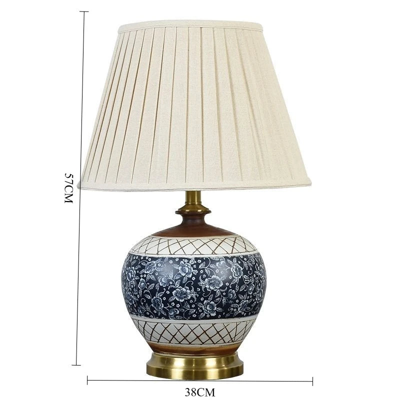 Lampe de Table Bleu Classique "Heritage" – Pied en Céramique Peinte Mes Luminaires