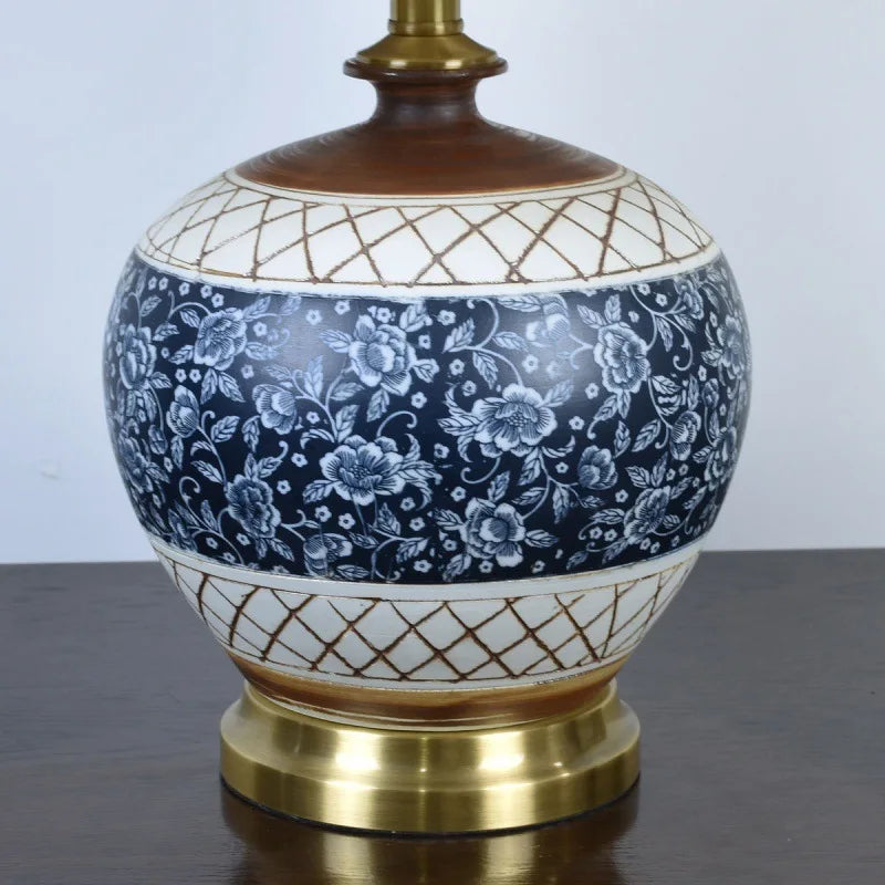 Lampe de Table Bleu Classique "Heritage" – Pied en Céramique Peinte Mes Luminaires