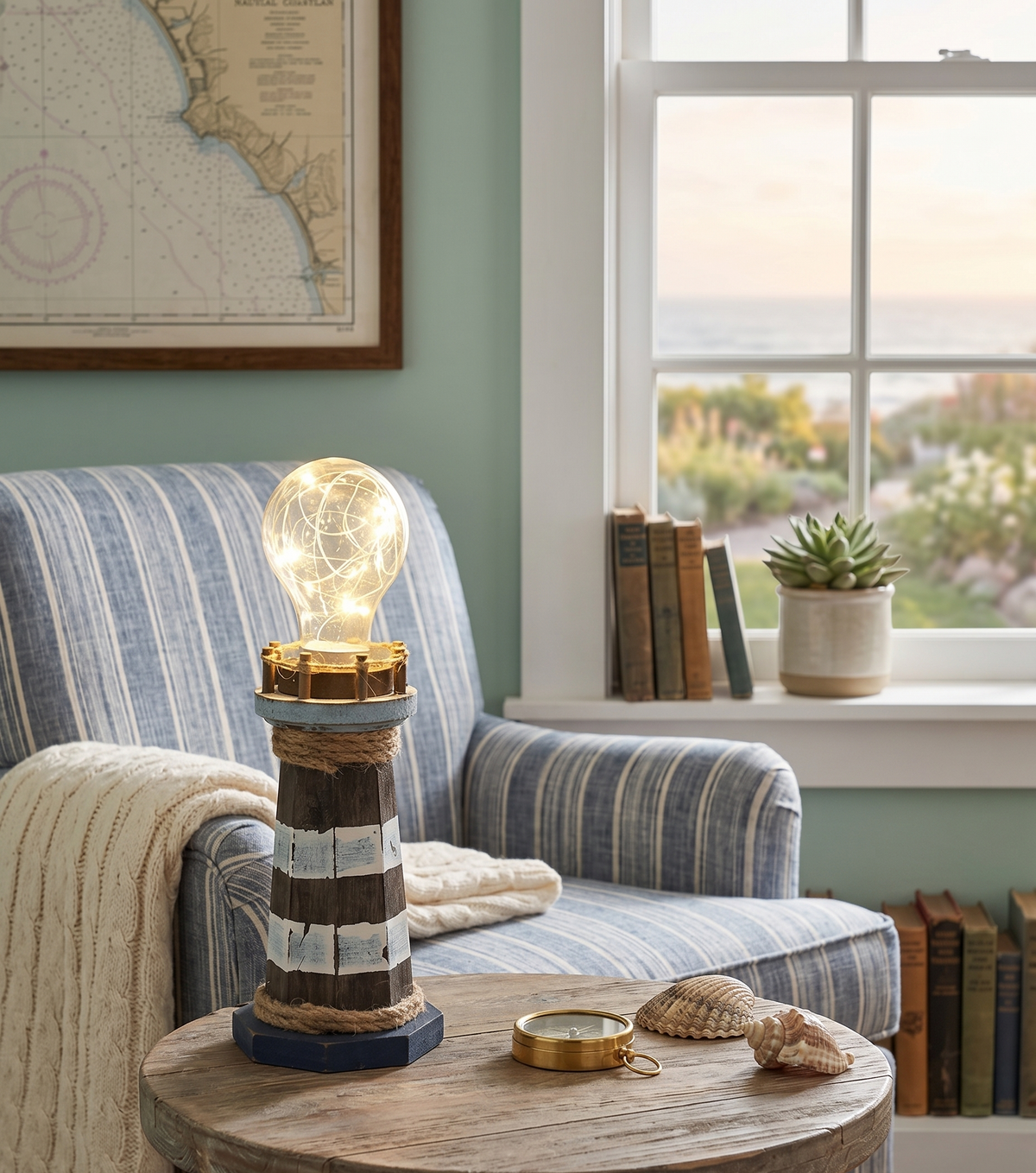 Lampe "Gardien de Mer" – Décoration Marine Vintage avec Guirlande LED Mes Luminaires
