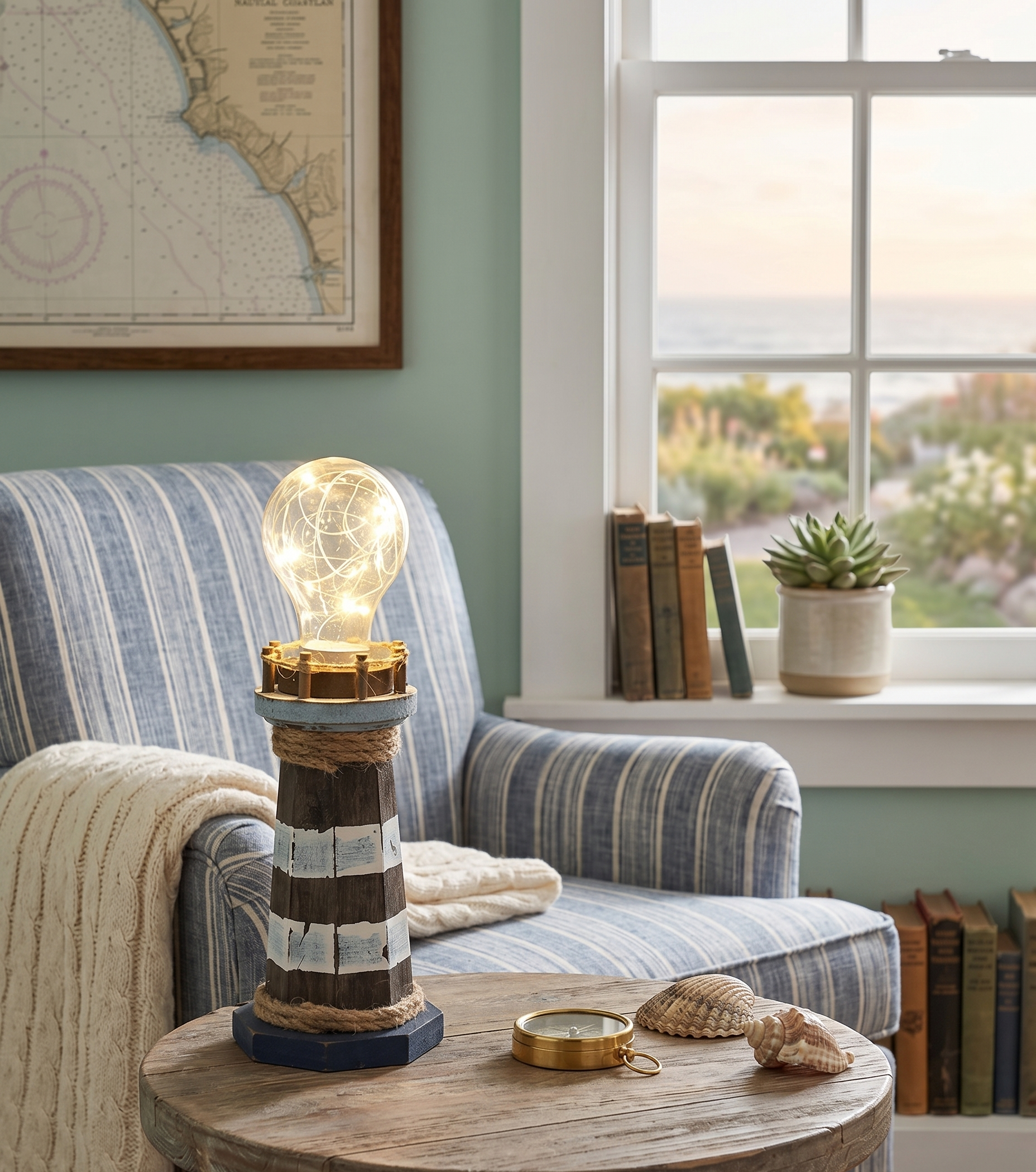 Lampe "Gardien de Mer" – Décoration Marine Vintage avec Guirlande LED Mes Luminaires