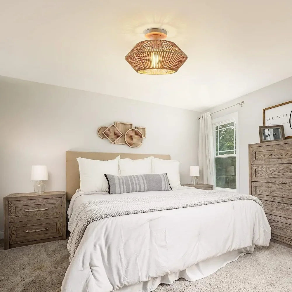 Luminaire de Plafond Rustique – Abat-jour Tressé à la Main Mes Luminaires