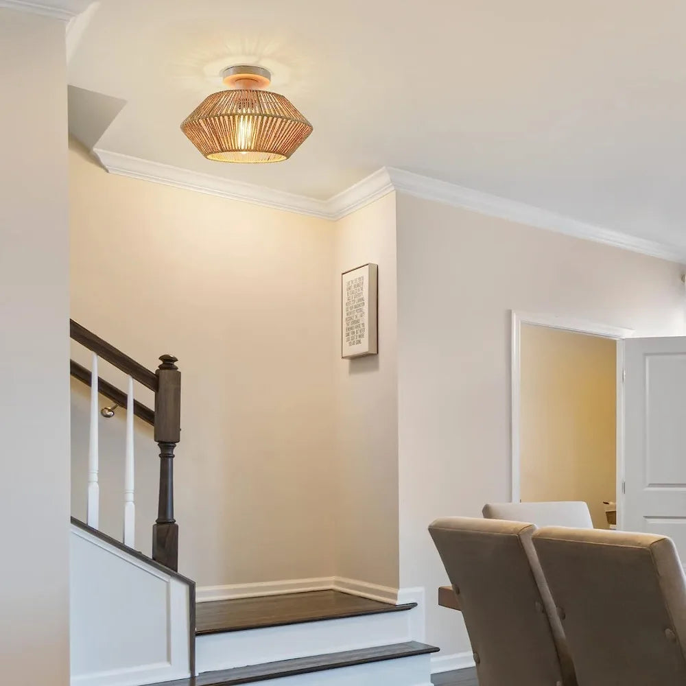 Luminaire de Plafond Rustique – Abat-jour Tressé à la Main Mes Luminaires