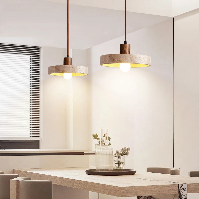 Luminaire de Table à Manger en Travertin – Suspension Design Salon et Cuisine Mes Luminaires