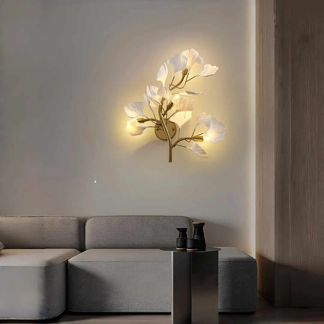 Luminaire "Foliage" – Applique Mural Artistique avec Feuilles de Porcelaine Mes Luminaires
