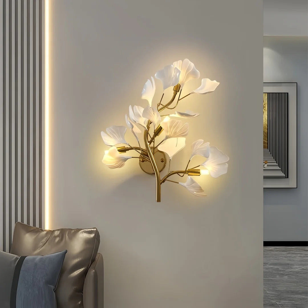 Luminaire "Foliage" – Applique Mural Artistique avec Feuilles de Porcelaine Mes Luminaires