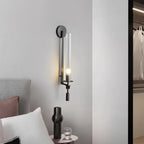 Luminaire Minimaliste "Linéa" – Tube de Verre Côtelé et Support Or Mes Luminaires