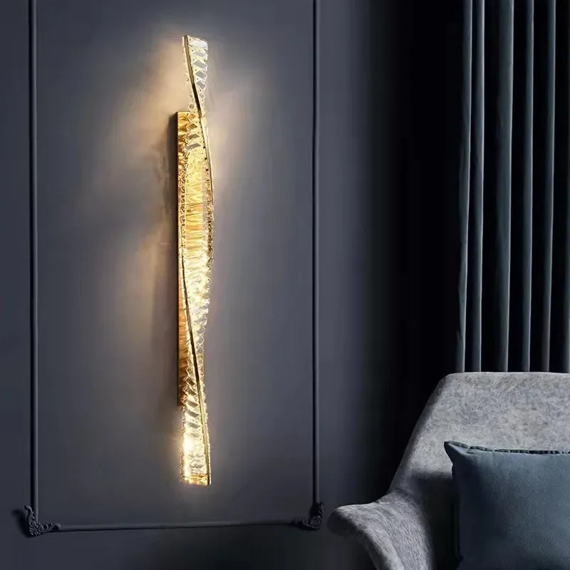 Luminaire Mural Design "Hélice" en Cristal et Or Mes Luminaires