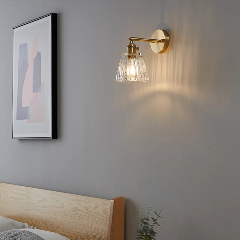 Luminaire Mural Vintage en Verre Côtelé – Finition Or Mes Luminaires