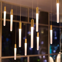 Lustre Cascade LED "Éclat Vertical" - Luminaire pour Plafond Haut Mes Luminaires