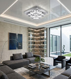 Plafonnier Lustre LED Carré en Cristal et Chrome Mes Luminaires