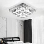 Plafonnier Lustre LED Carré en Cristal et Chrome Mes Luminaires
