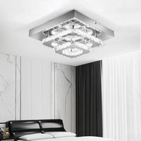 Plafonnier Lustre LED Carré en Cristal et Chrome Mes Luminaires