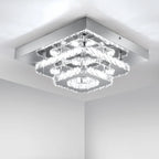 Plafonnier Lustre LED Carré en Cristal et Chrome Mes Luminaires
