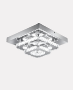 Plafonnier Lustre LED Carré en Cristal et Chrome Mes Luminaires