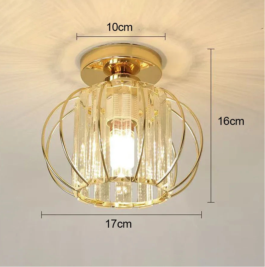 Plafonnier "Majesty" – Luminaire Royal avec Cage Dorée et Cristaux Mes Luminaires