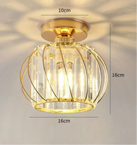 Plafonnier "Majesty" – Luminaire Royal avec Cage Dorée et Cristaux Mes Luminaires