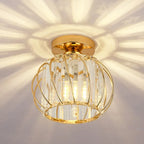 Plafonnier "Majesty" – Luminaire Royal avec Cage Dorée et Cristaux Mes Luminaires