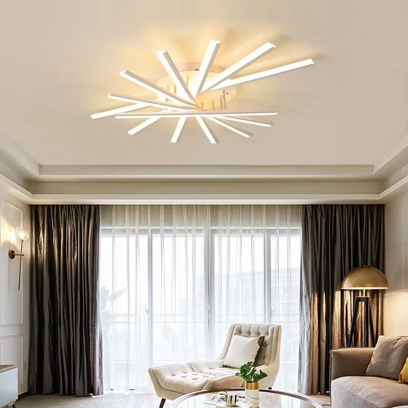 Plafonnier Multi-branches "Octave" – Luminaire Linéaire Ajustable Noir et Or Mes Luminaires