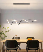 Suspension LED Design Ruban Ondulé – Lustre Moderne en Forme de Vague Mes Luminaires