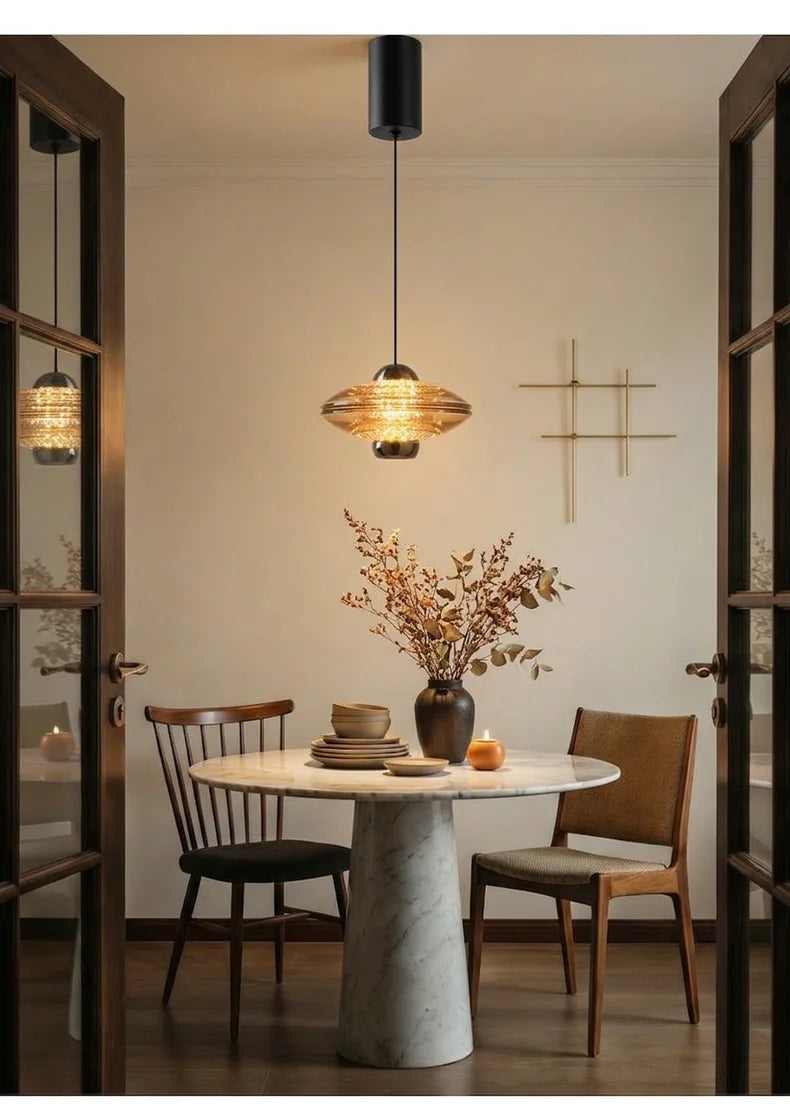 Suspension LED Effet Luciole – Luminaire Verre Fumé Mes Luminaires
