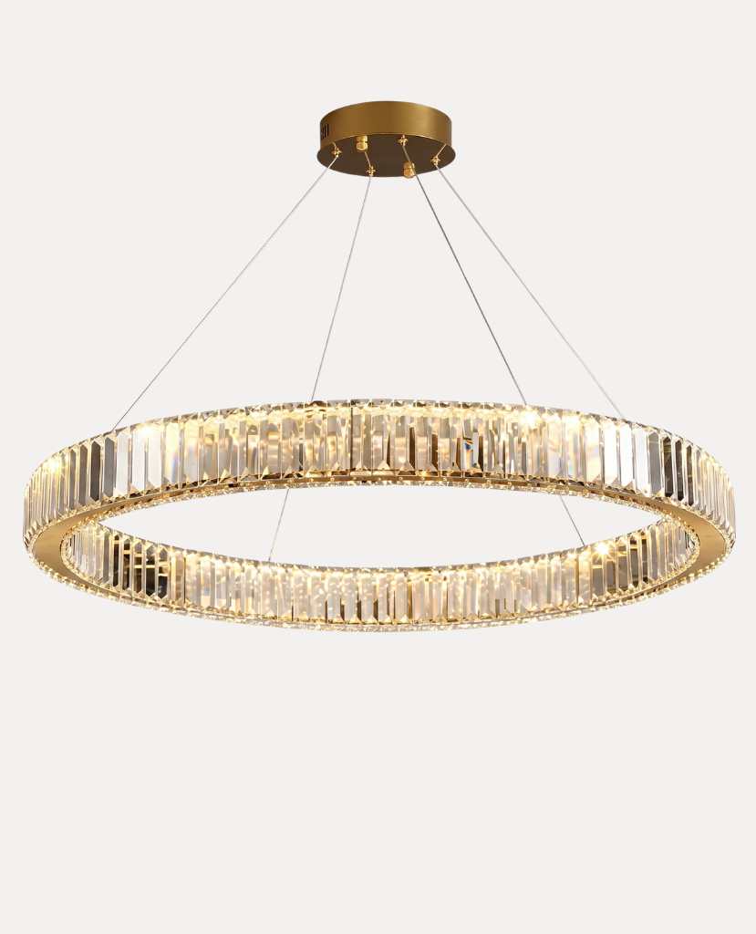Suspension LED "Halo Gold" – Lustre Circulaire Moderne en Alliage Mes Luminaires