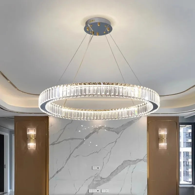 Suspension LED "Halo Gold" – Lustre Circulaire Moderne en Alliage Mes Luminaires