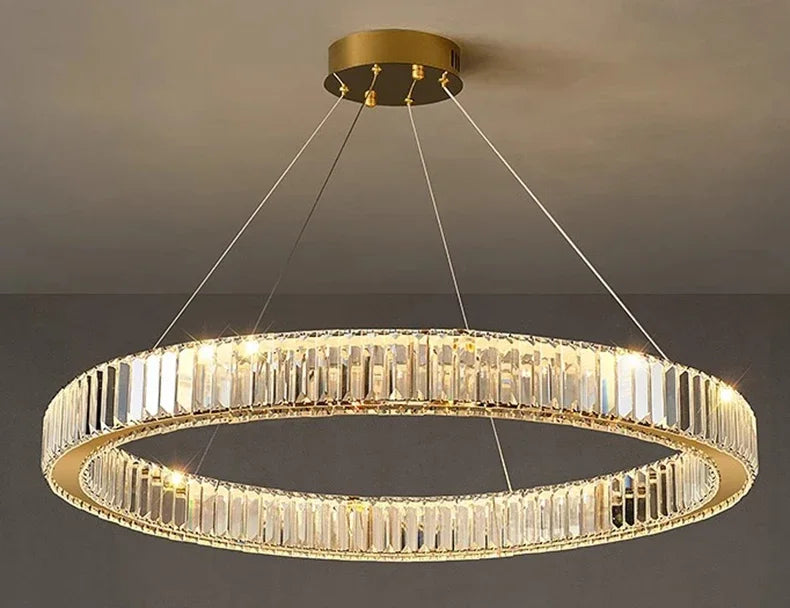 Suspension LED "Halo Gold" – Lustre Circulaire Moderne en Alliage Mes Luminaires