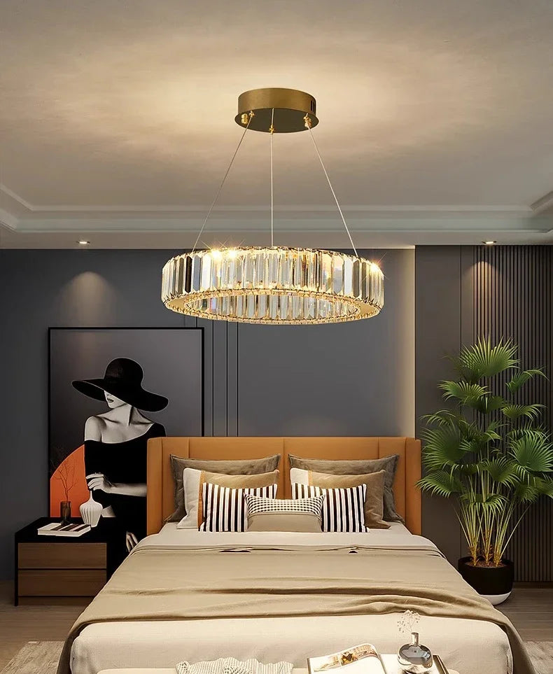Suspension LED "Halo Gold" – Lustre Circulaire Moderne en Alliage Mes Luminaires