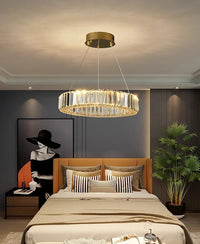 Suspension LED "Halo Gold" – Lustre Circulaire Moderne en Alliage Mes Luminaires