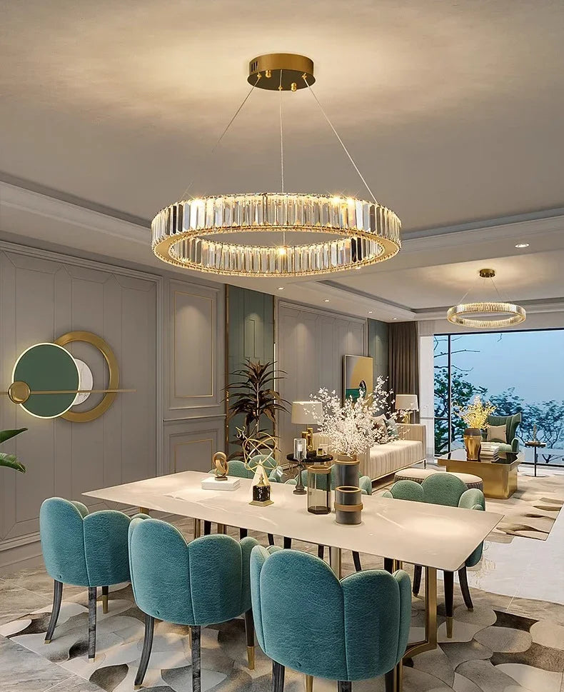 Suspension LED "Halo Gold" – Lustre Circulaire Moderne en Alliage Mes Luminaires