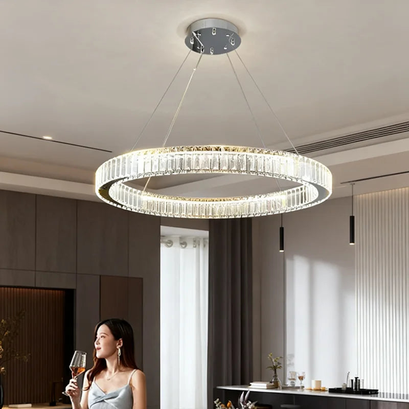 Suspension LED "Halo Gold" – Lustre Circulaire Moderne en Alliage Mes Luminaires