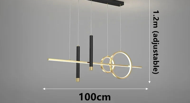 Suspension LED Minimaliste à Anneaux et Tubes – Lustre Suspendu Contemporain Mes Luminaires