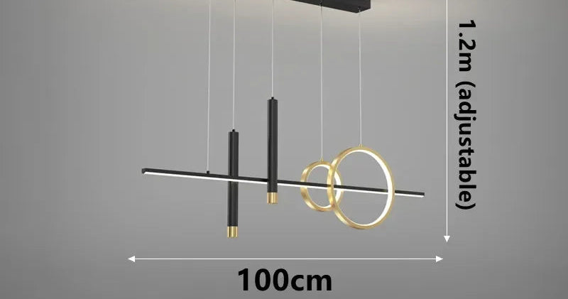 Suspension LED Minimaliste à Anneaux et Tubes – Lustre Suspendu Contemporain Mes Luminaires