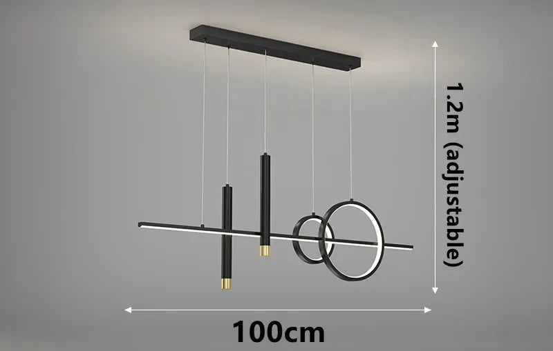 Suspension LED Minimaliste à Anneaux et Tubes – Lustre Suspendu Contemporain Mes Luminaires