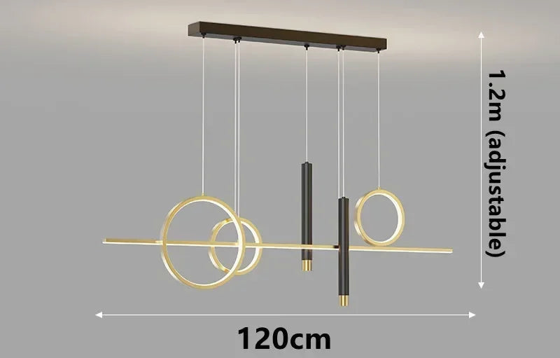 Suspension LED Minimaliste à Anneaux et Tubes – Lustre Suspendu Contemporain Mes Luminaires