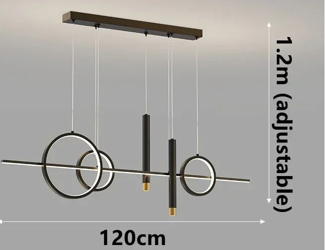 Suspension LED Minimaliste à Anneaux et Tubes – Lustre Suspendu Contemporain Mes Luminaires