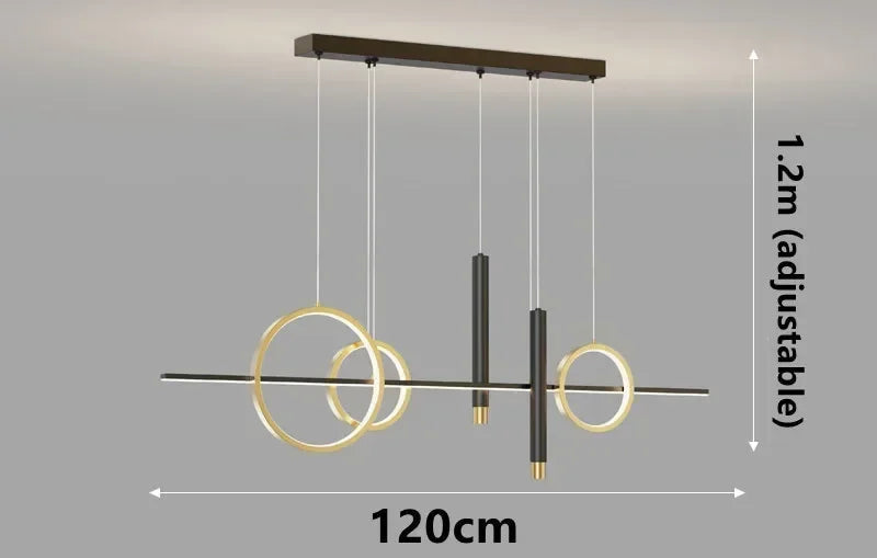 Suspension LED Minimaliste à Anneaux et Tubes – Lustre Suspendu Contemporain Mes Luminaires