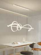 Suspension LED pour Îlot de Cuisine Design – Lustre Linéaire Noir à Cercles Mes Luminaires