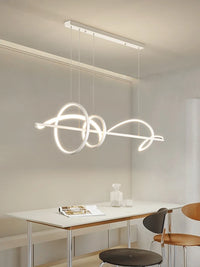Suspension LED pour Îlot de Cuisine Design – Lustre Linéaire Noir à Cercles Mes Luminaires