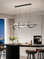 Suspension LED pour Îlot de Cuisine Design – Lustre Linéaire Noir à Cercles Mes Luminaires