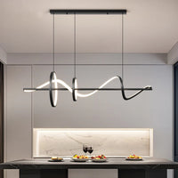 Suspension LED pour Îlot de Cuisine Design – Lustre Linéaire Noir à Cercles Mes Luminaires