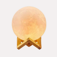 Veilleuse de Nuit "Pleine Lune" – Globe Lumineux 3D et Support en Bois Naturel Mes Luminaires