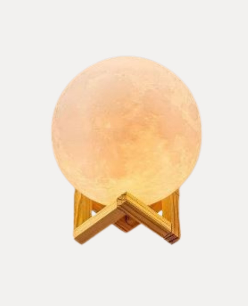 Veilleuse de Nuit "Pleine Lune" – Globe Lumineux 3D et Support en Bois Naturel Mes Luminaires